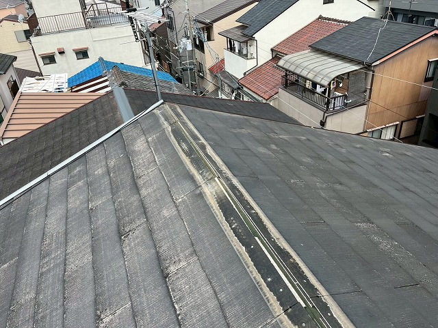 板金撤去後の棟部